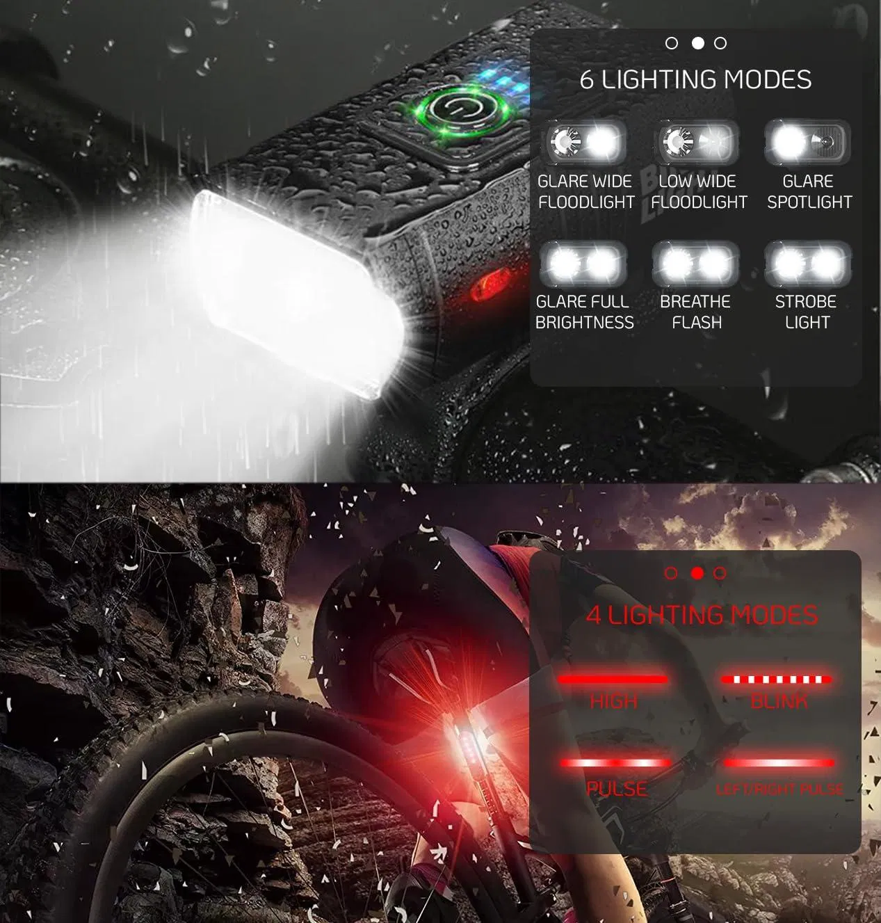 Night Riding Waterproof Bicycle Light USB Rechargeable Digital Power Display LED Flashlight Bicycle Headlight