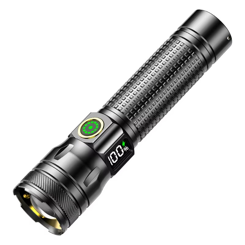 Brightenlux 2025 New Style Type-C USB Rechargeable Torch Light Zoom LED White Laser Flashlight with Power Digital Display