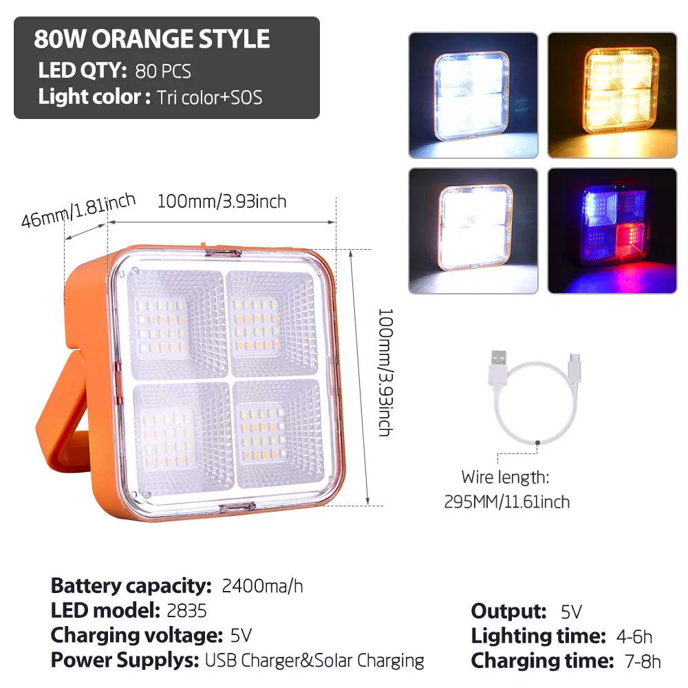 LED Portable Solar Camping Light with Adjustable Brightness Features