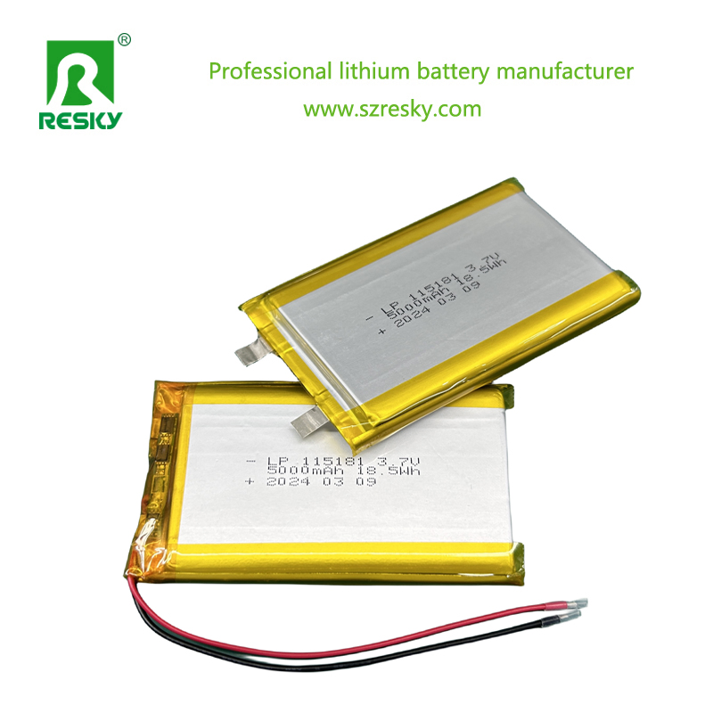 Flat Lithium Ion Batteries 105080 Lipo Battery Cell 3.7V 5000mAh Rechargeable Storage Battery Pack for LED Desk Lamp