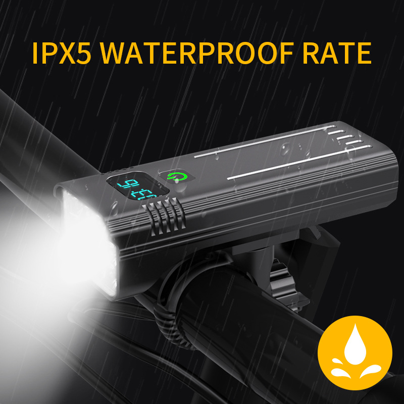 High Lumens LED*12 7500K Power Display Type-C Rechargeable USB Waterproof Flashlight Bicycle Light