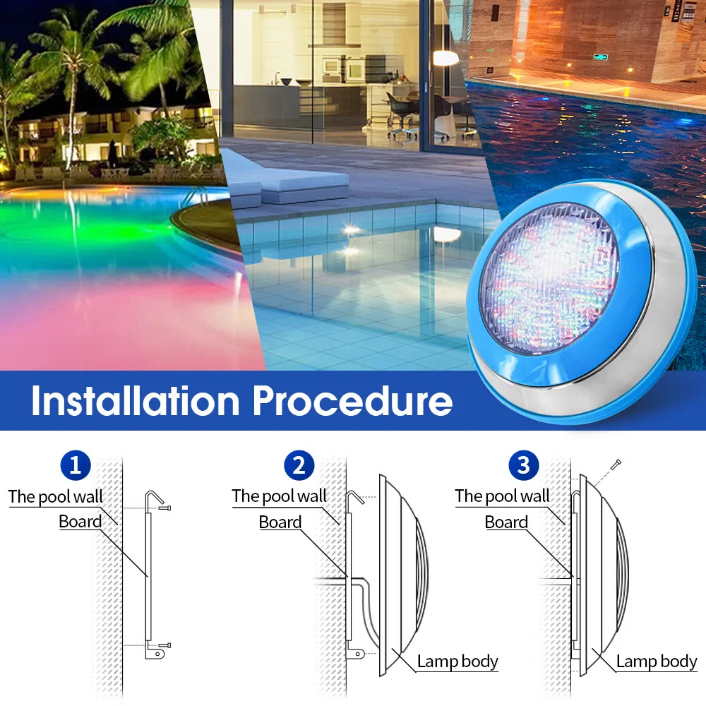 Stainless Steel IP68 Under Water Spotlight Diving Submersible Swimming Pool Light LED Underwater Light RGB Pool Light