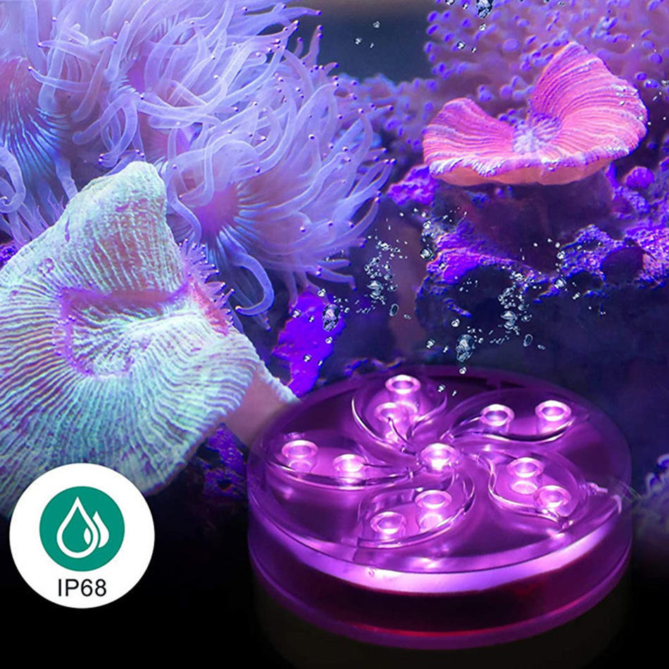 Customized Multicolor Submersible LED Liqhts Underwater Night Lamp Remote Contro Diving Light with Magnet Suction Cup Pool Lamp