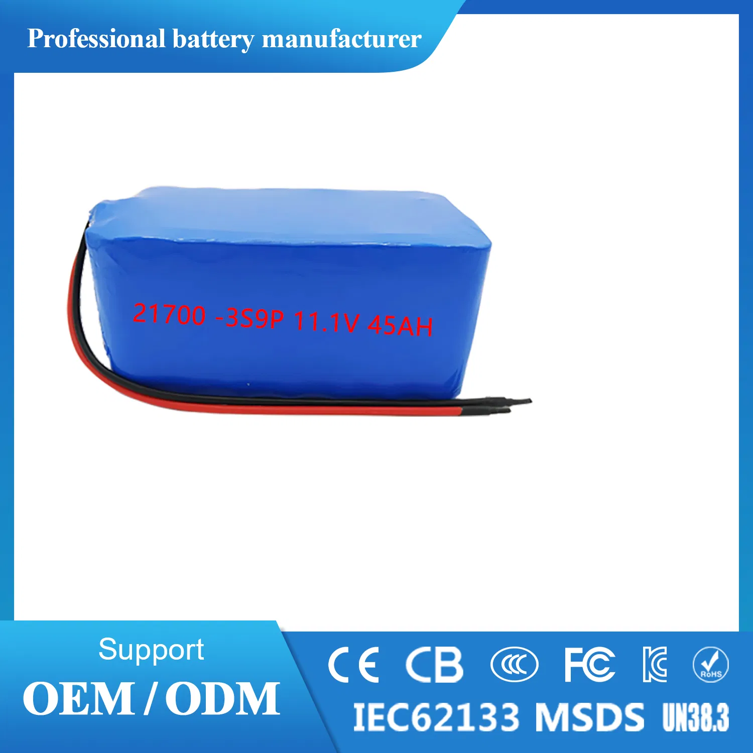 Customized Battery Pack 18650 21700 3.7V 7.4V 11.1V 12V 14.8V 22.2V Rechargeable Li Ion Battery for LED Light / Bluetooth Speaker