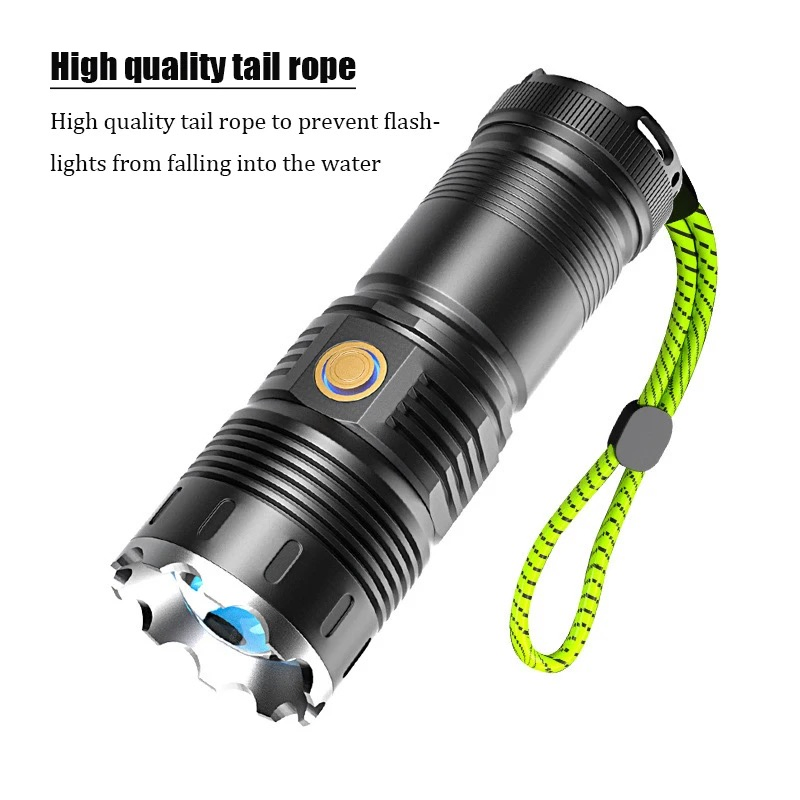 30W LED Super Bright Long Range Powerful LED Flashlight White Laser LED Flashlight Built in Power Bank