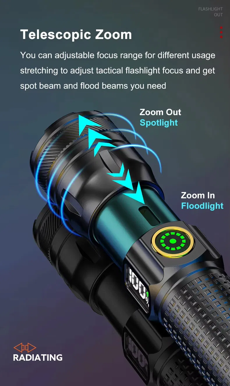 Power Digital Display Flashlight