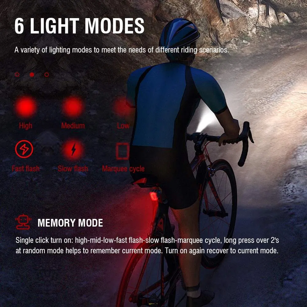 USB Rechargeable Waterproof LED Bicycle Light Set for Safe Night Riding