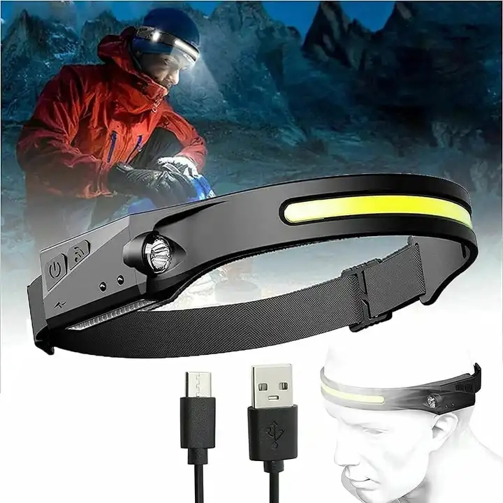 Rechargeable Outdoor Light Bicycle Lighting Shake Head Portable LED Headlamp with Motion Sensor