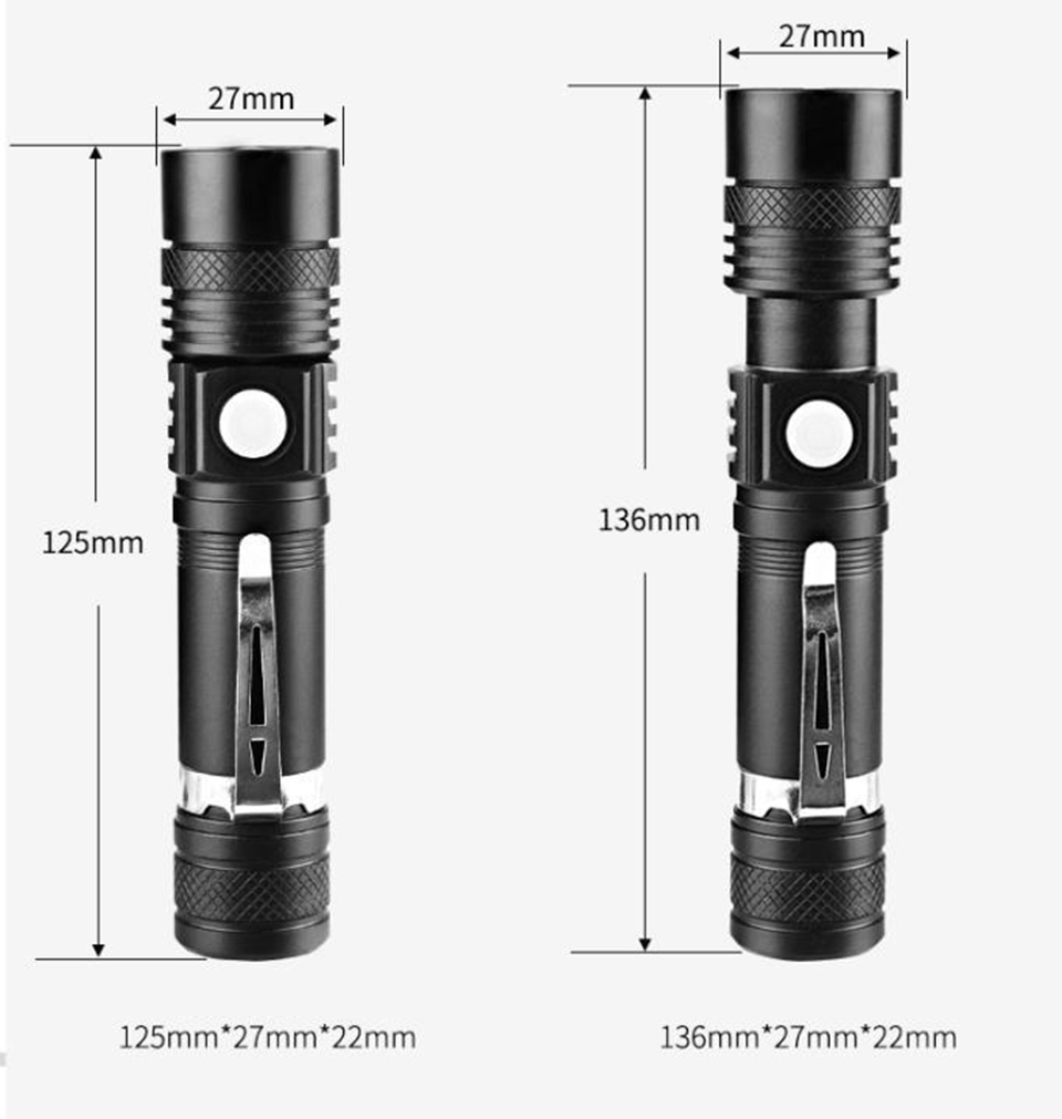 Xm-T6 18650 Battery Rechargeable Flashlight Aluminum Zoom Waterproof Bicycle Flashlight