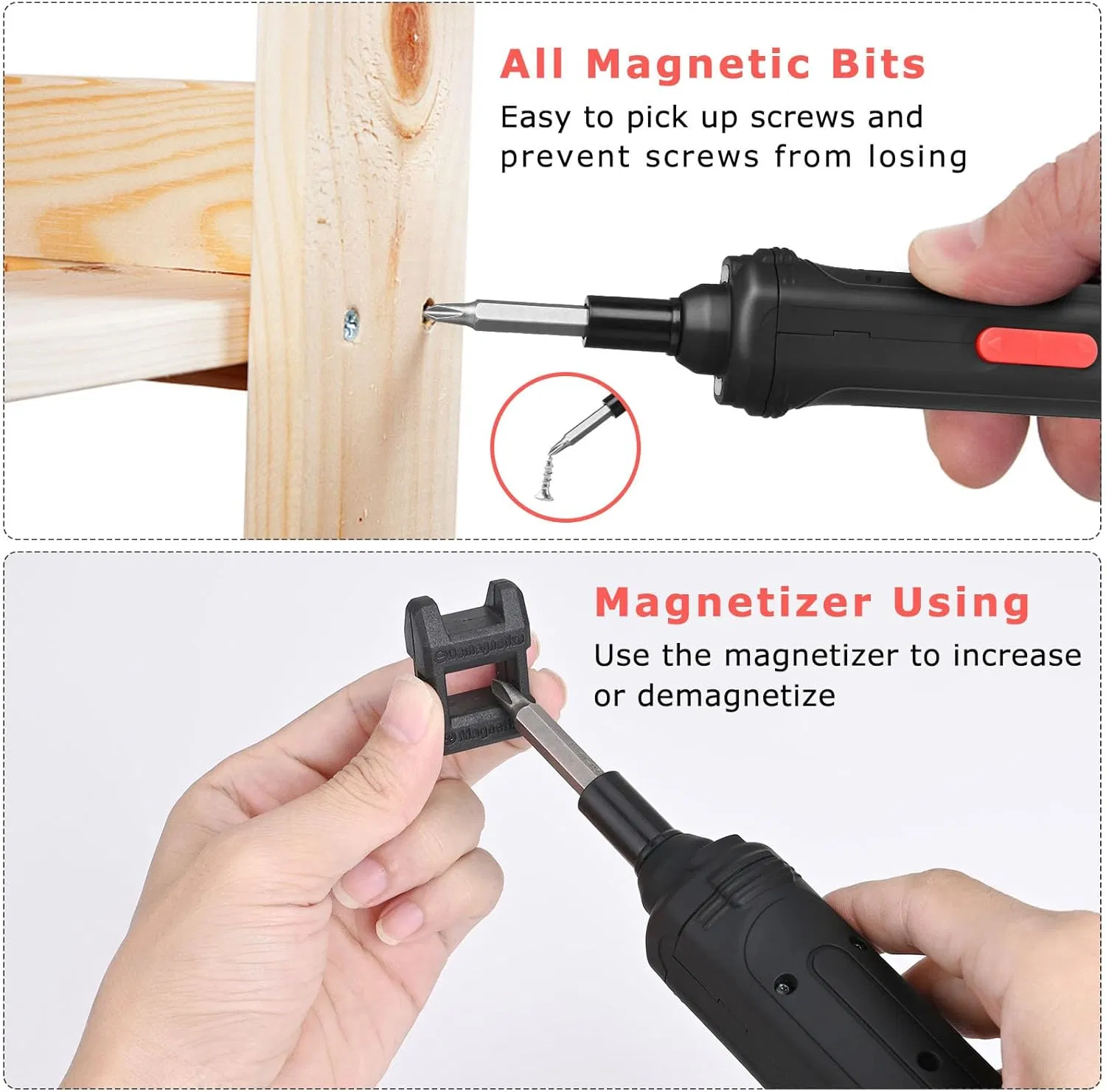 Brushless Motor 12V Electric Screwdriver Kit with 3 LED Light