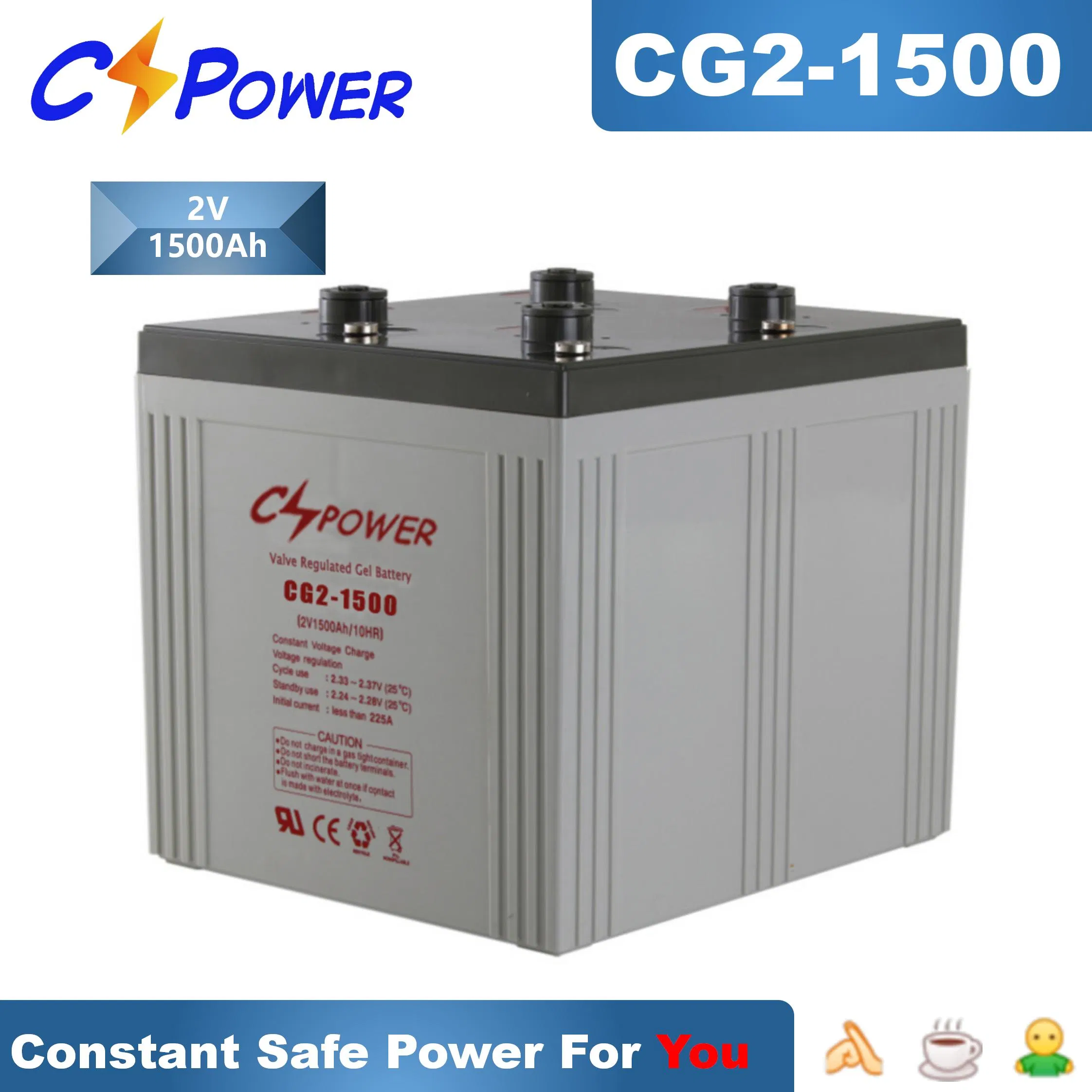 Cspower 2V 1000ah Rechargeable Gel Solar Battery Sealed Lead Acid Battery Solar/UPS/LED-Light/Emergency Systems