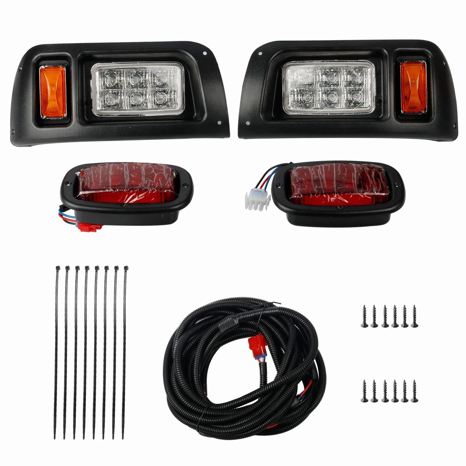 Club Car Ds LED Light Kit Adjustable Headlights Tail Lights 93+ G&E Golf Cart Top Golf