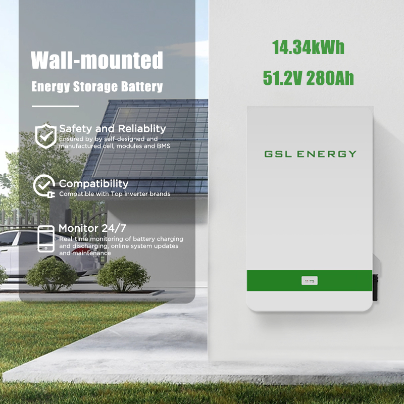 Gsl Energy Lithium Ion Battery Manufacturing Plant 51.2V 48V LiFePO4 Battery 280ah 14.34kw 200ah 10000W Home Energy Storage System