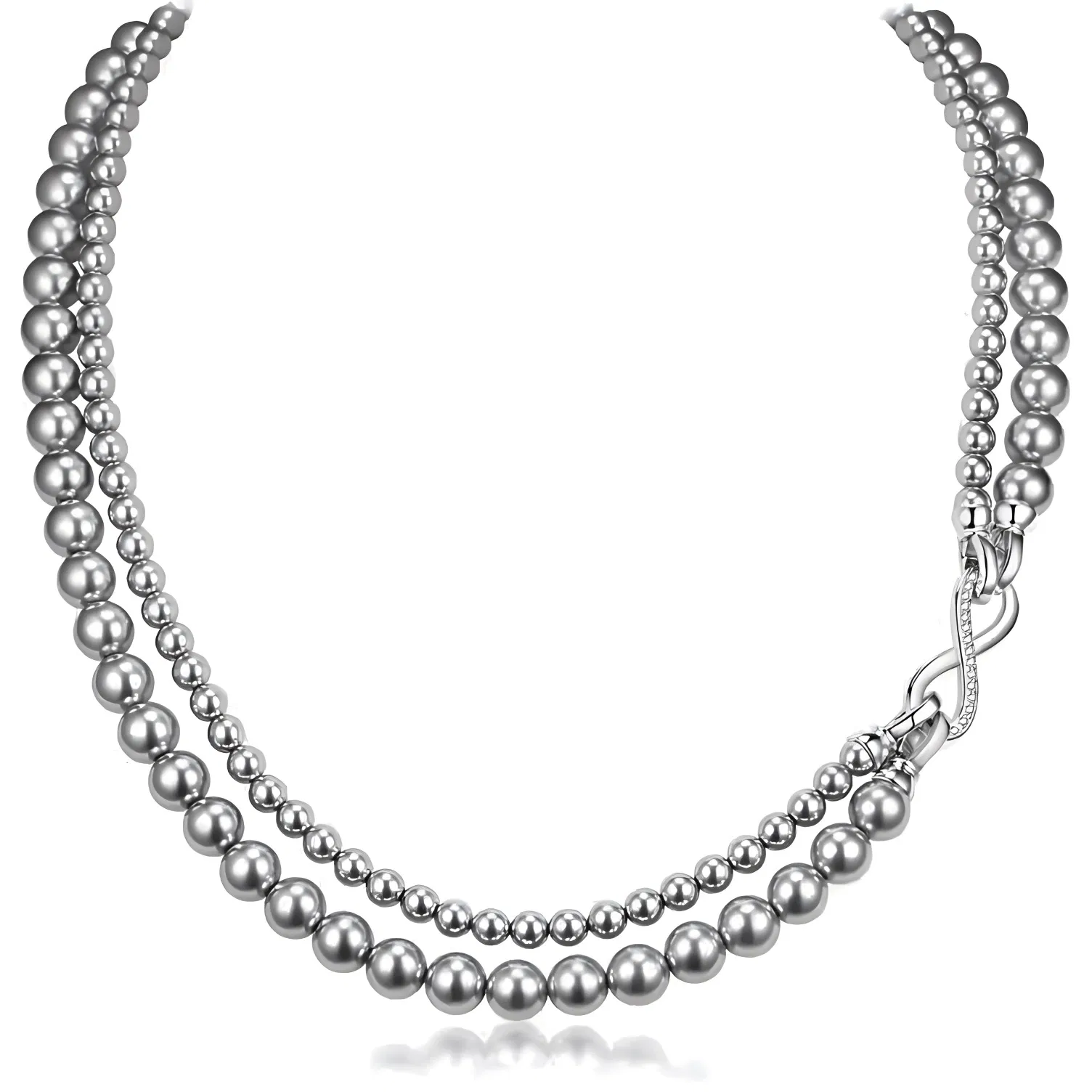 Detachable 8-Shaped Buckle Double-Layer Layered Necklace, Pearl Sweater Chain Light Luxury Collarbone Chain Accessory