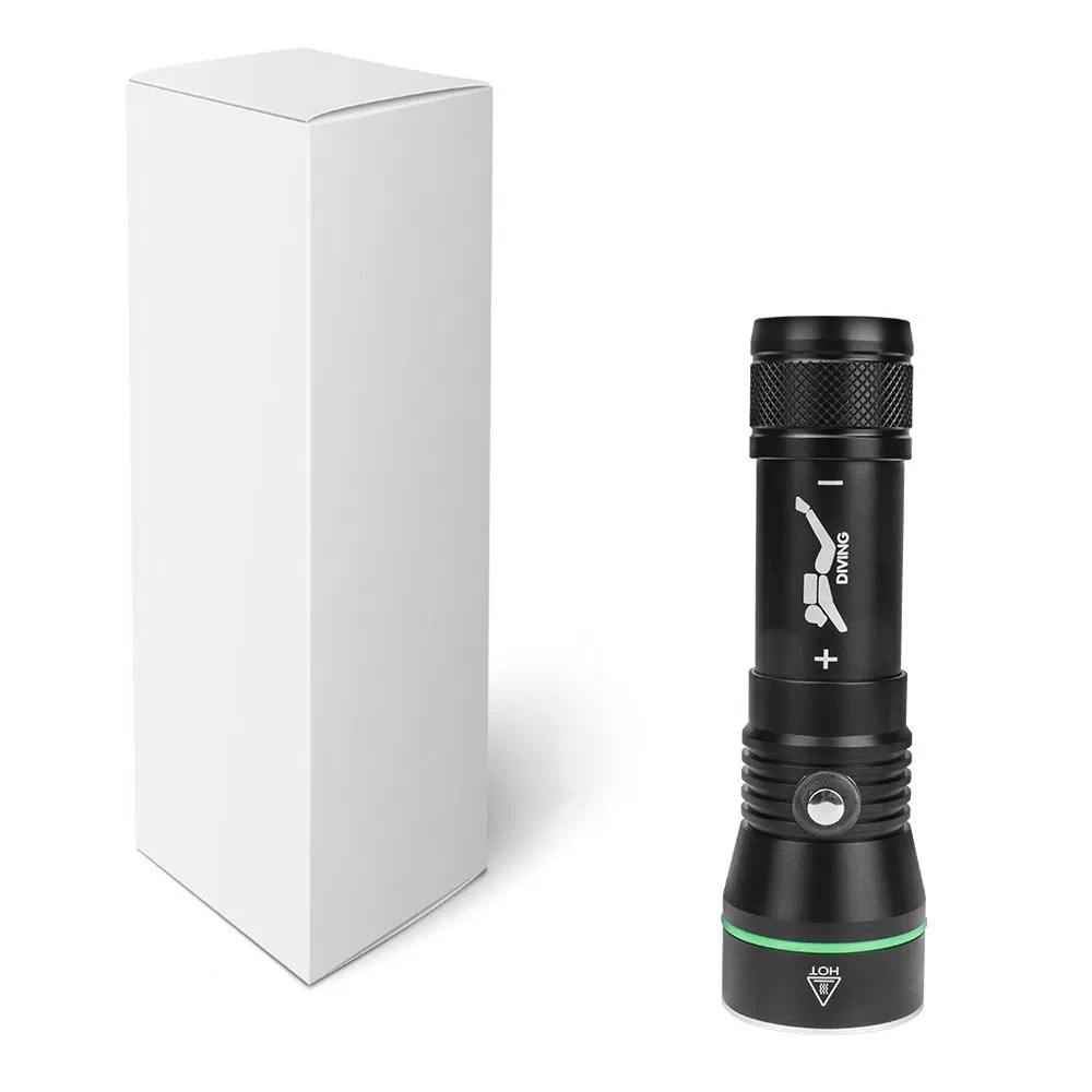 Professional Diving Flashlight Lamp 110m Deep Underwater LED Torch 3 Modes Ipx8 Waterproof Tactical Scuba Diving Light