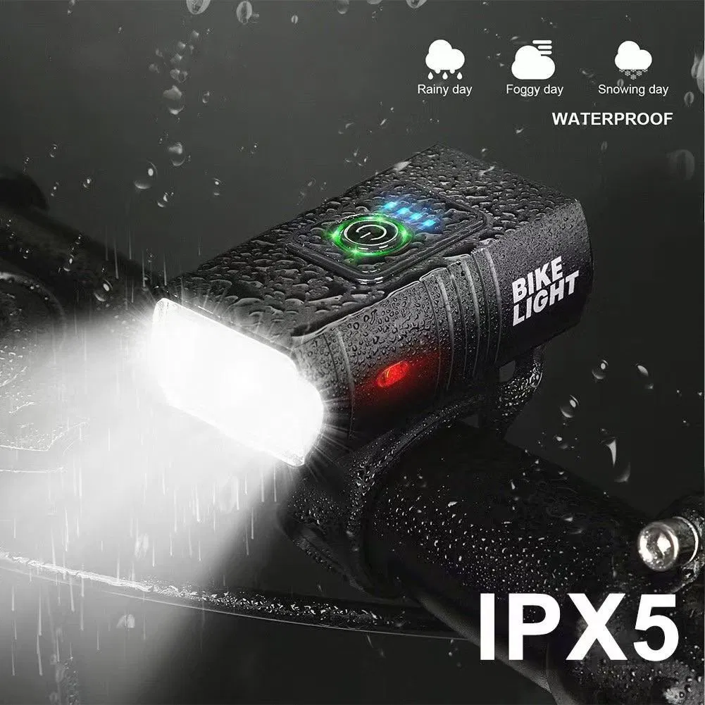 Factory Customized Ipx5 Waterproof Bike Headlight Power Display USB Rechargeable LED Bicycle Front Light