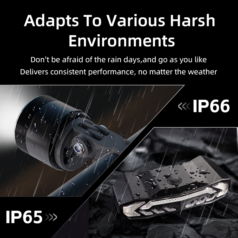IP66 Waterproof Bicycle Headlight and IP65 Taillight Set with Wireless Remote, Long Standby 4-8 Months