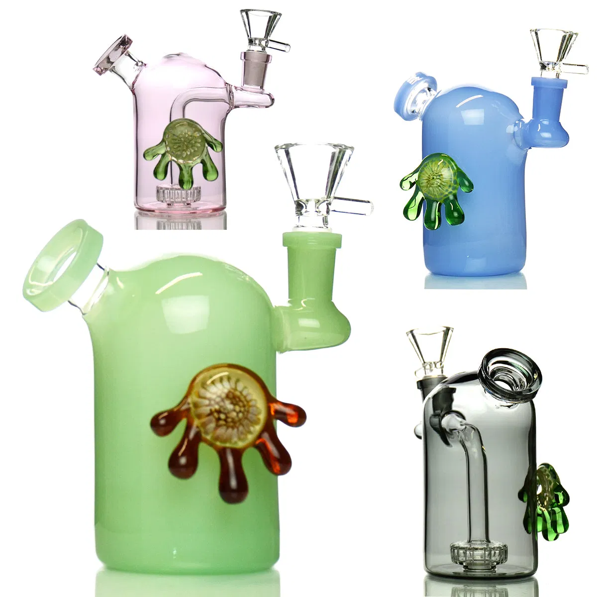 10" Straight Pipe Finger Grip Soft Glass Water Pipe Funnel Sliderglass Vaporizer