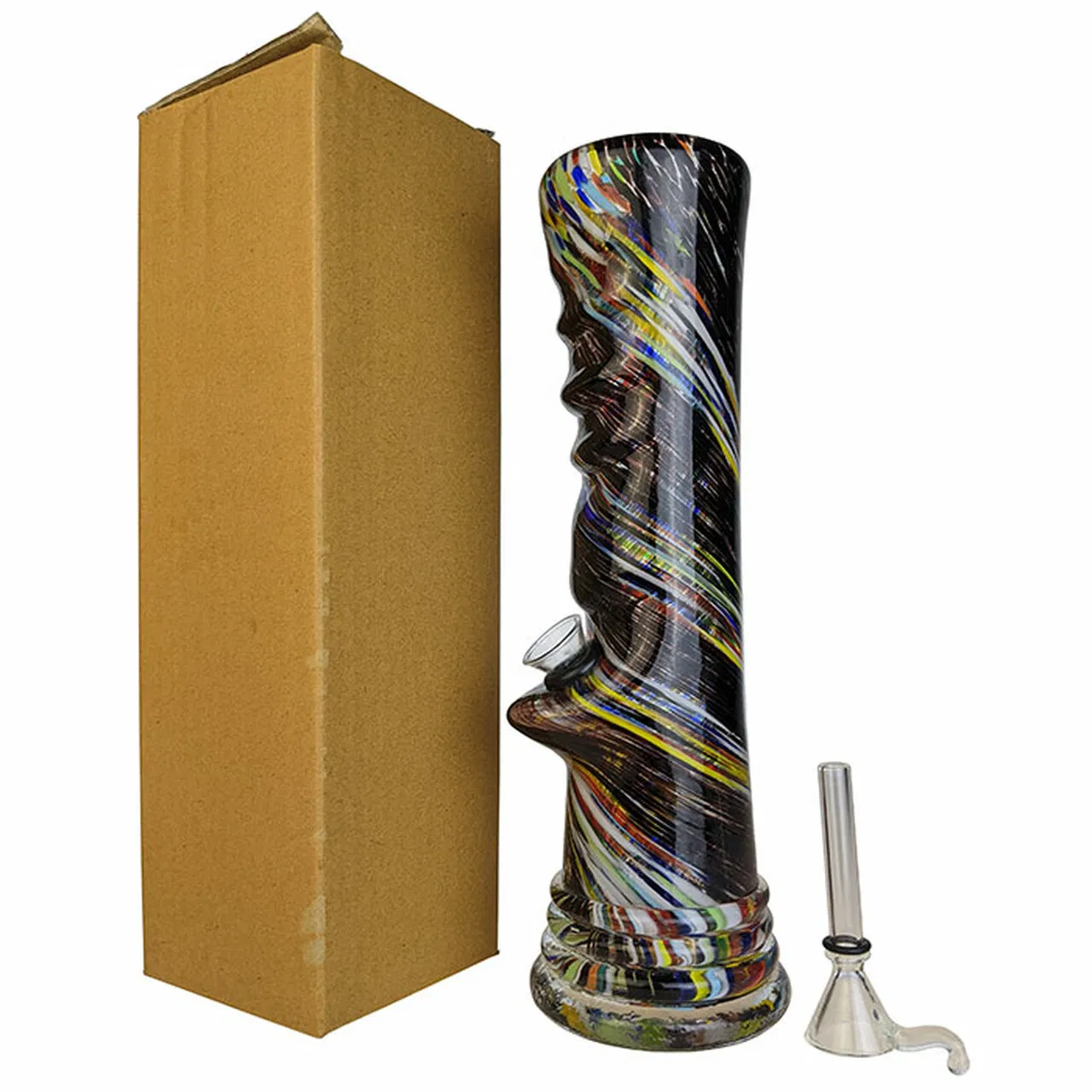 10" Straight Pipe Finger Grip Soft Glass Water Pipe Funnel Sliderglass Vaporizer