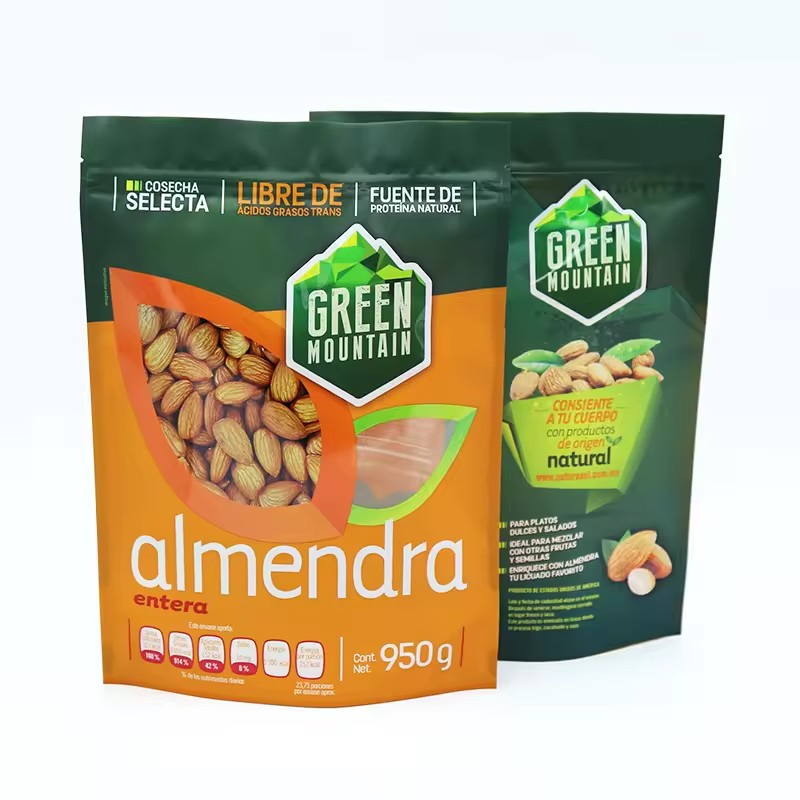 Custom Nuts Nicotine Almond Stand up Plastic Pouch with Window