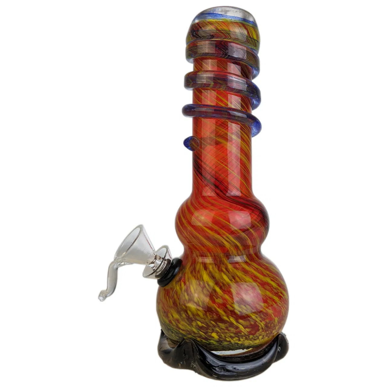 8" Wave Base Twisted Tip Soft Glass Water Pipe Funnel Slider Vaporizer