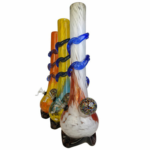 16" Lifted Round Bottom Wave Grip Confetti Frit Ball Soft Vaporizer Smoking