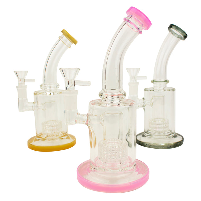 12" Lifted MID Twist Grip Wide Neck Soft Glass Water Pipe Vaporizer