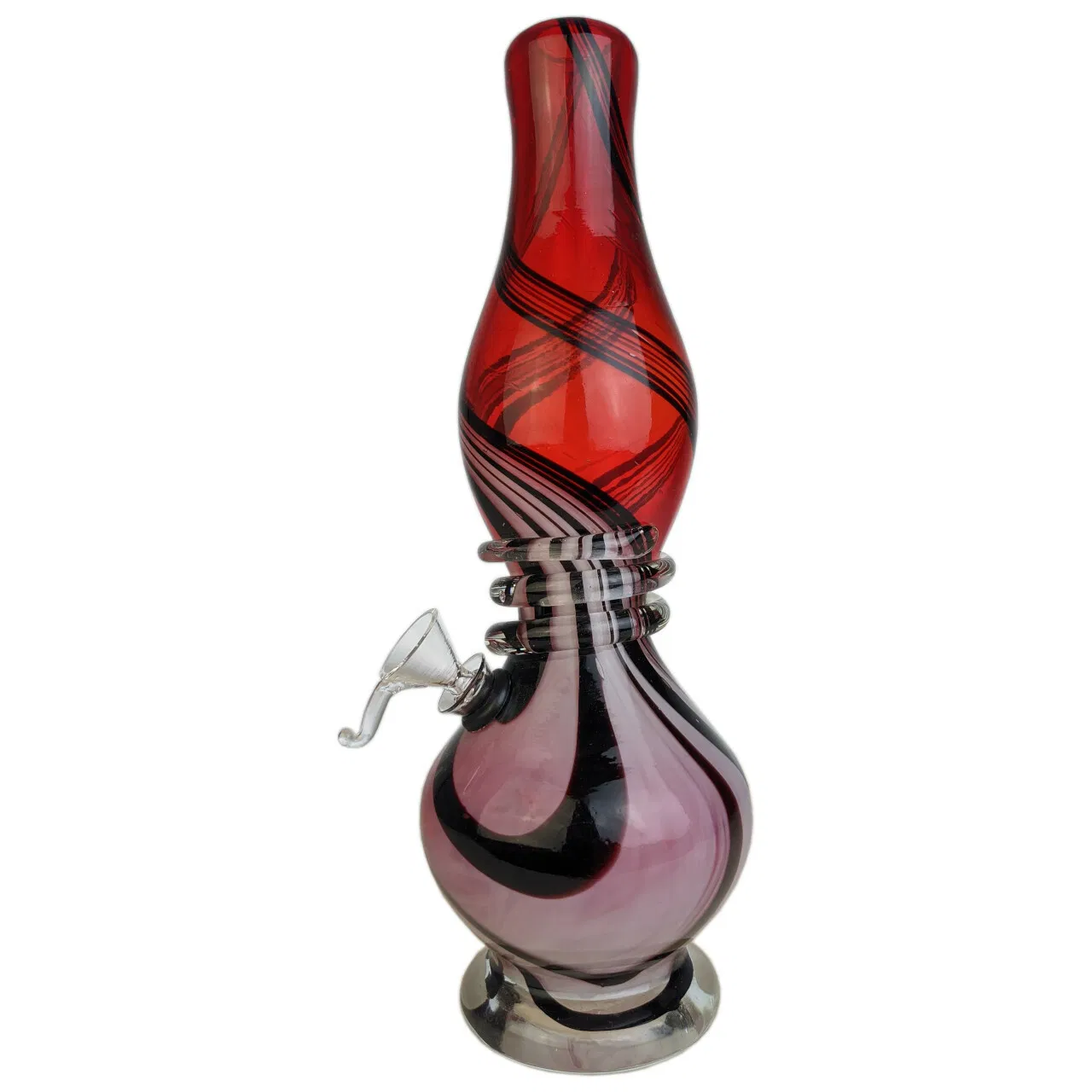 12" Lifted MID Twist Grip Wide Neck Soft Glass Water Pipe Vaporizer