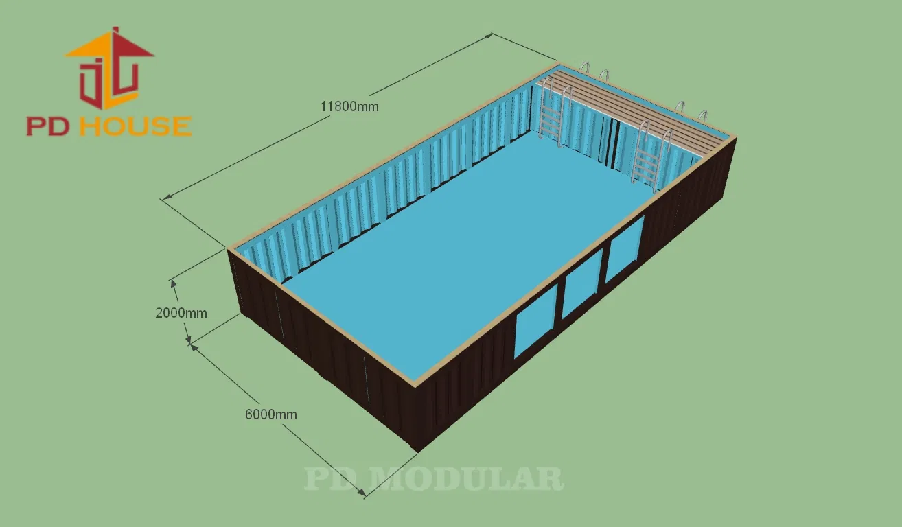 2025 Above Ground Outdoor Steel Aquarium Diving Acrylic Mod Big Pools Converted Shipping Container Swimming Pool