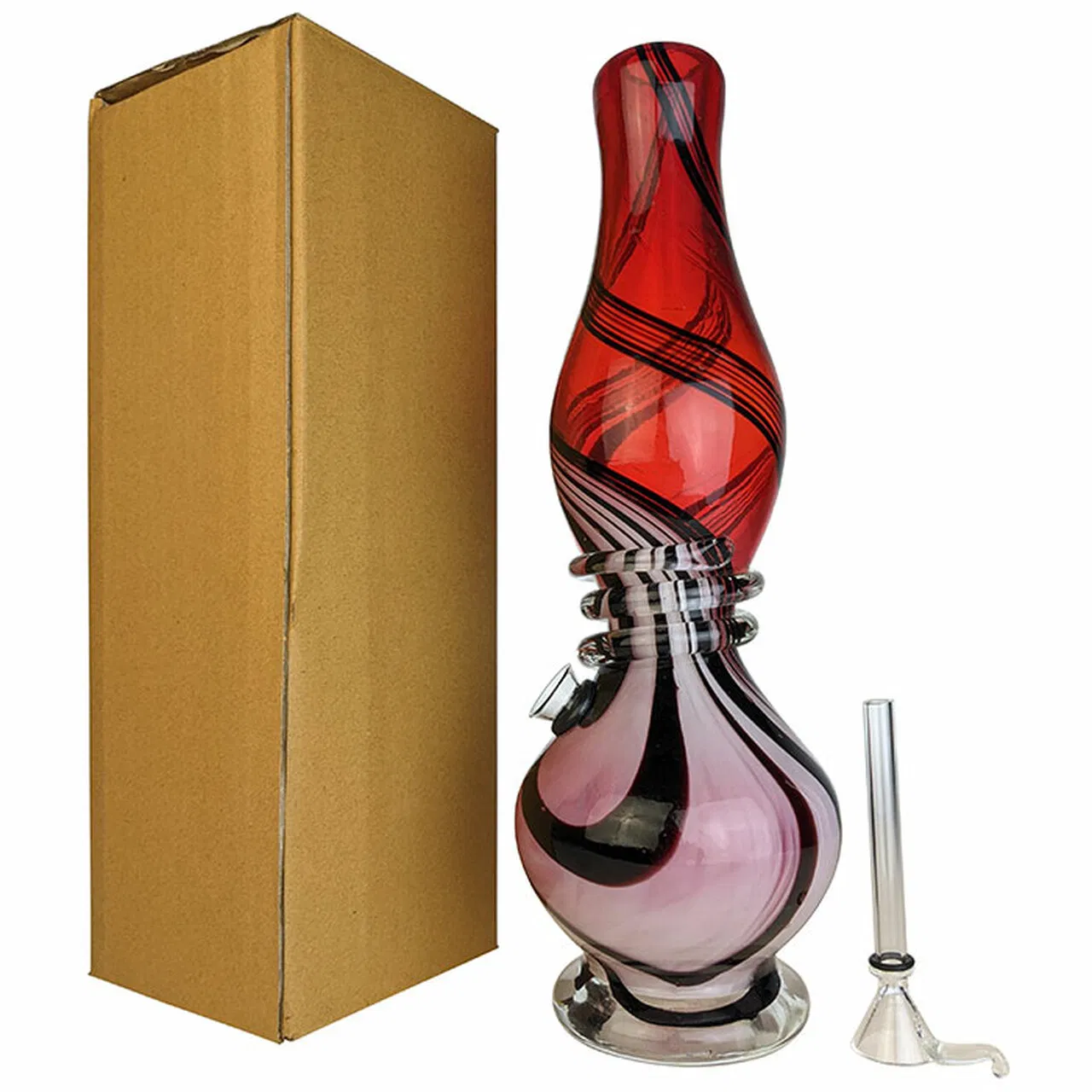 12" Lifted MID Twist Grip Wide Neck Soft Glass Water Pipe Vaporizer