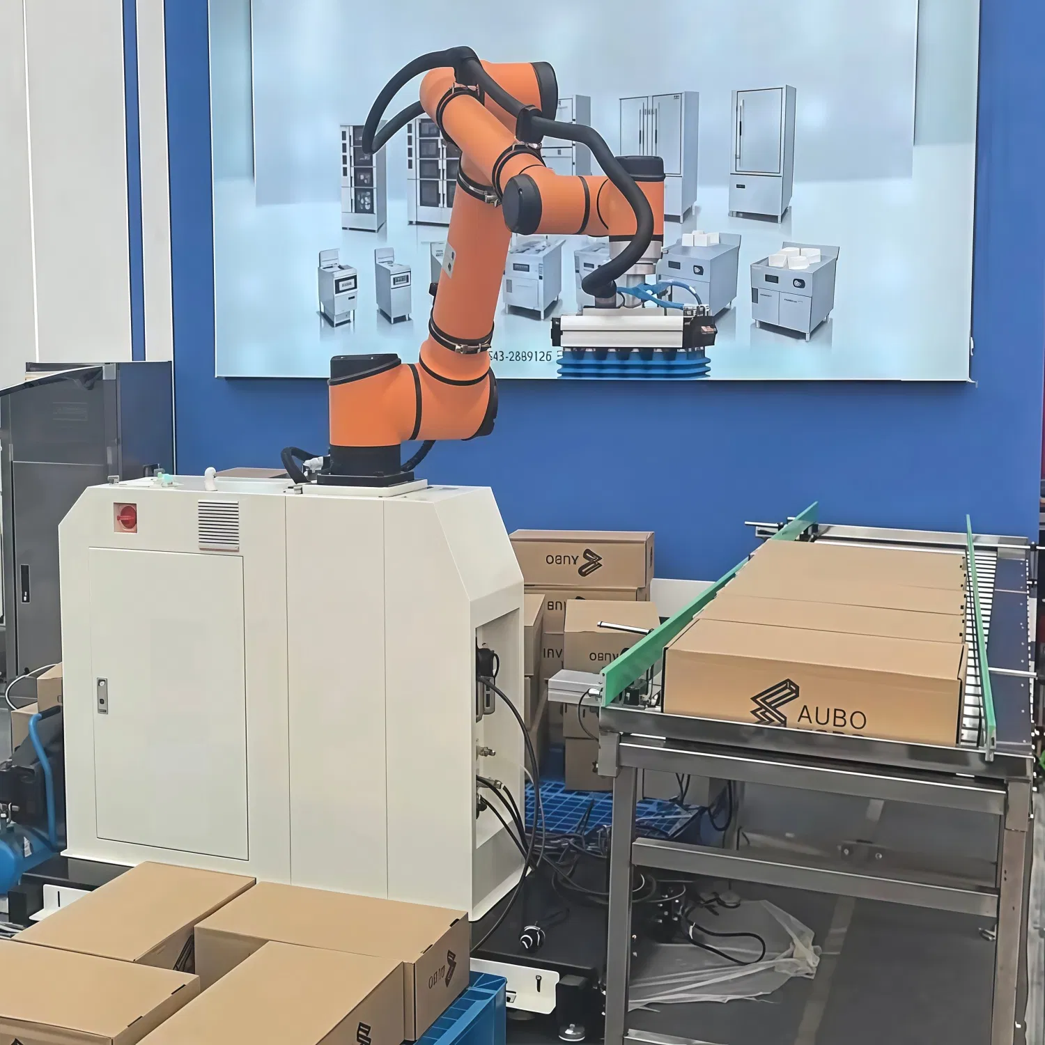 6 - Axis Aubo-Is25 Robot Palletizer with Suction Gripper for Automatic Warehouse Stacking Box Made in China Cobot