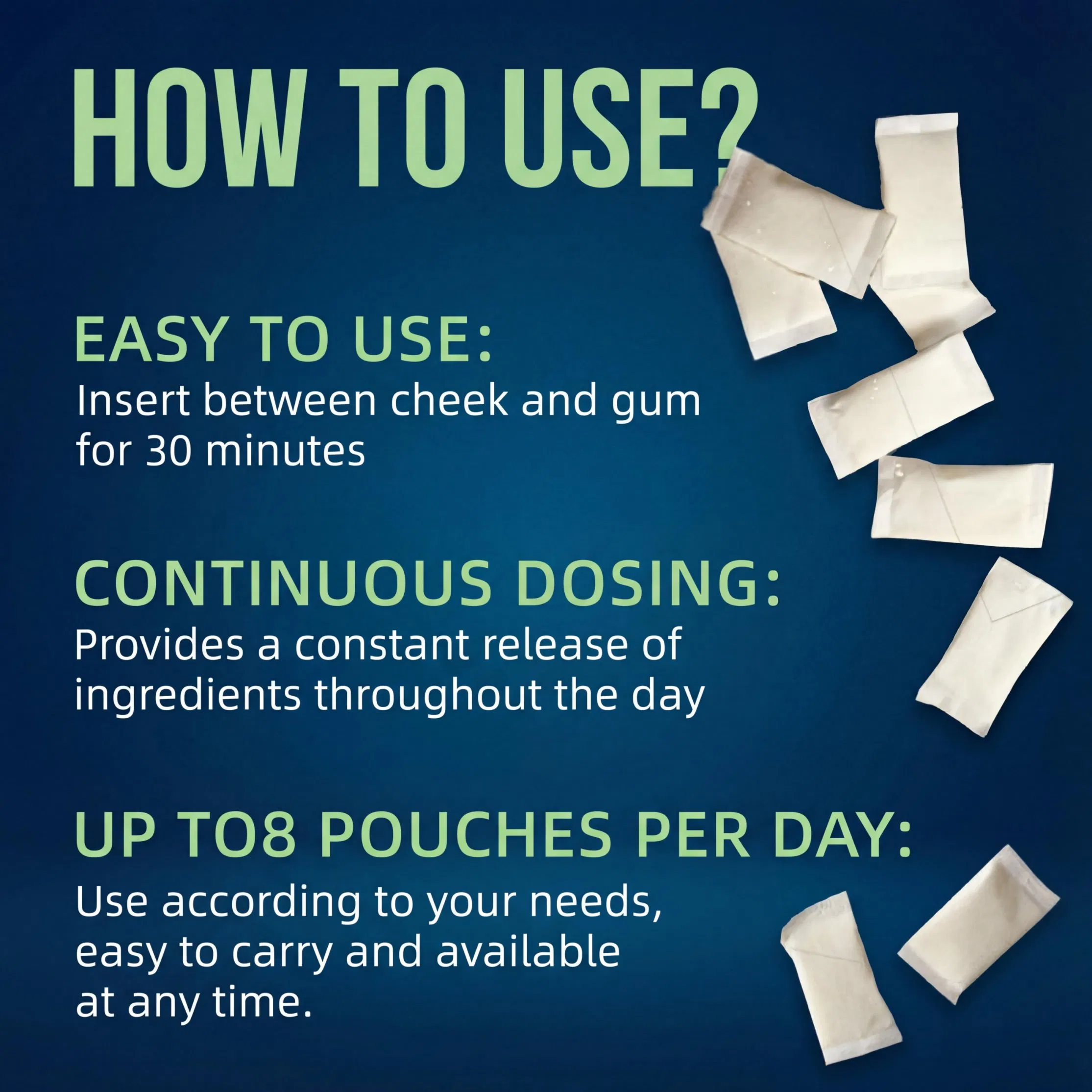 OEM Customized Friendly Effective Nicotine-Free Natural Caffee Substitutes Zero Calorie Energy Supplement Nootropic Pouches