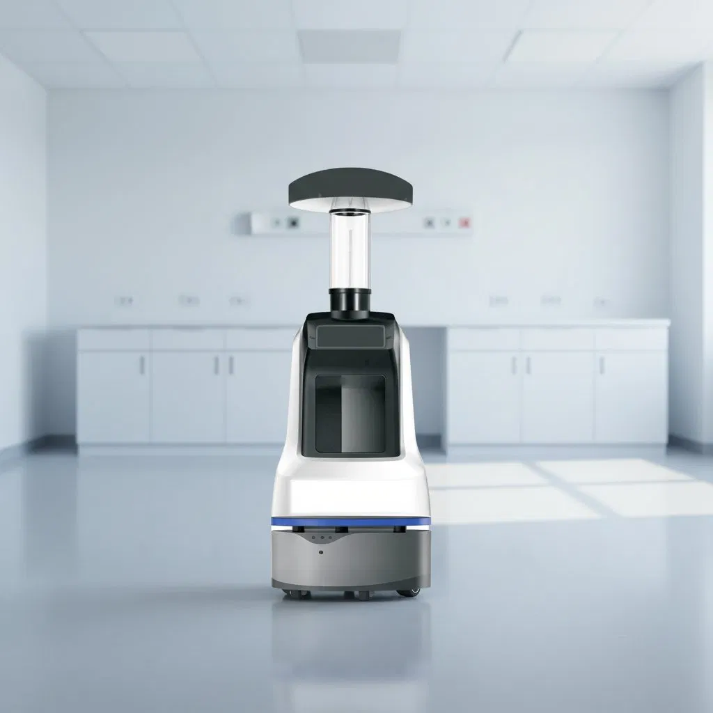 Robô de Desinfecção com Luz Forte Inteligente - Esterilizador UV Rápido e de Alta Eficiência para Hospitais, Escolas e Espaços Públicos