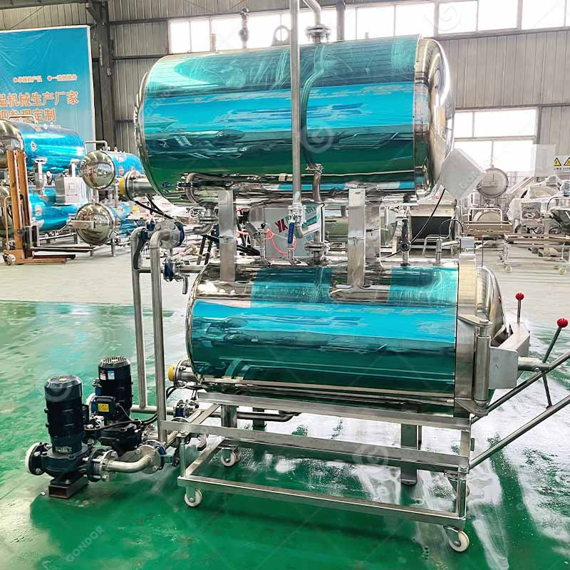 Máquina de Retorta de Alimentos com Imersão em Água, Esterilizador Tipo Spray, Esterilização em Aço Inoxidável, Vapor de Ar