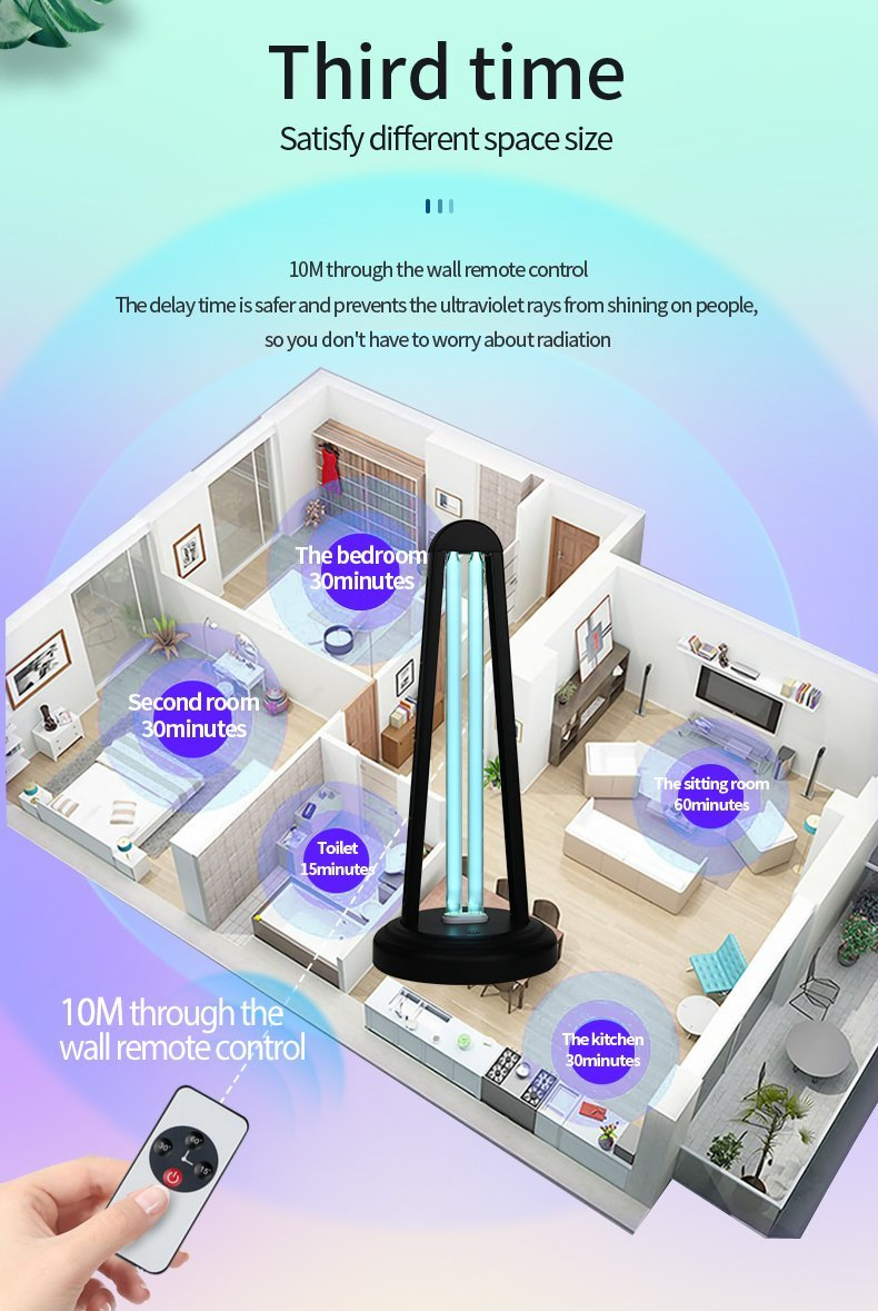 Lâmpada UV Esterilizador de Luz UV Máquina de Desinfecção UV 38W para Sala de Aula EPA