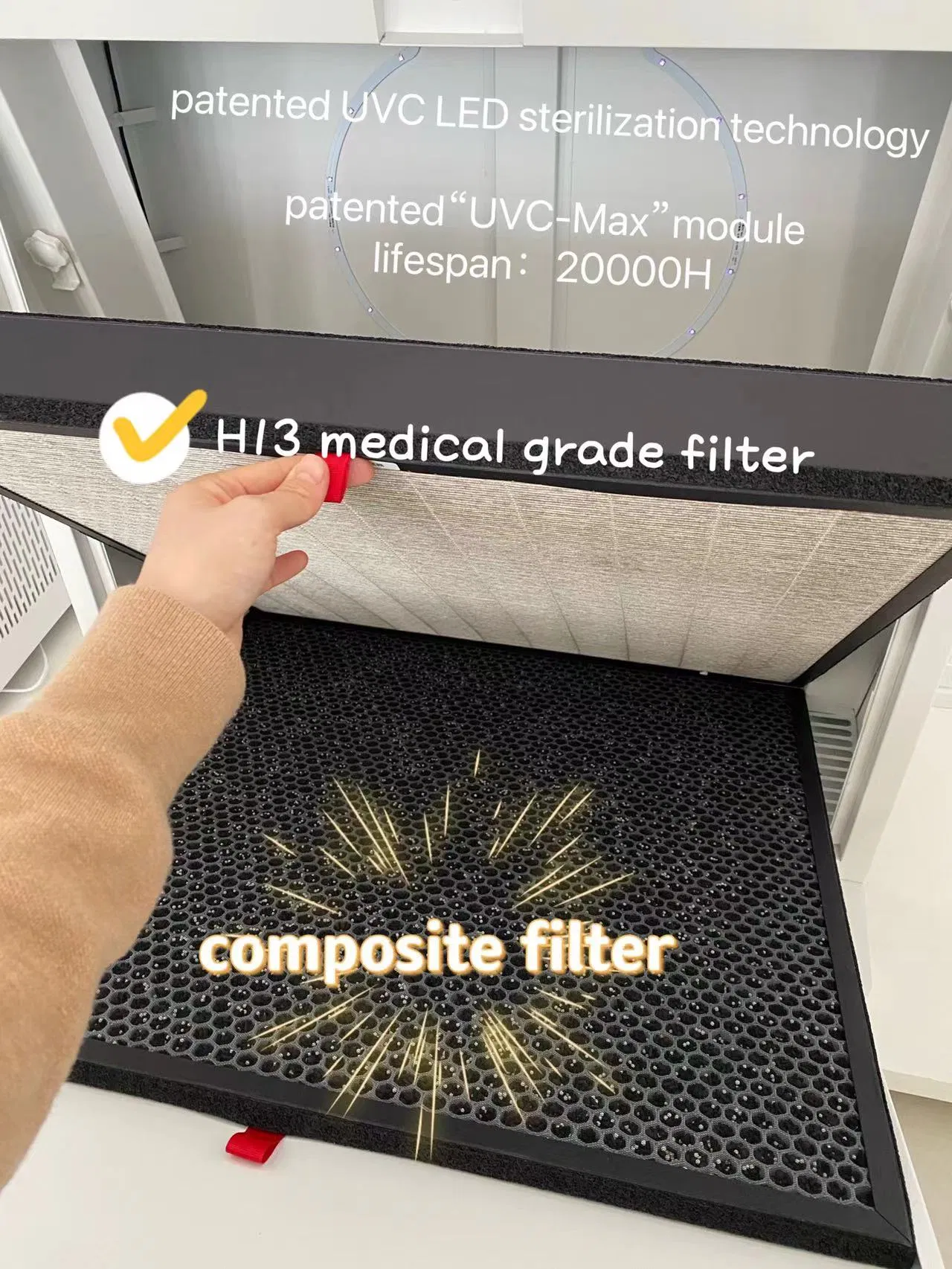 Sistema de Purificação de Ar Médico de Grau com Filtro HEPA, Luz Germicida UV UVC e Plasma para Hospital Comercial de Grande Área Portátil 1500m3/H Fluxo de Ar H13/H14
