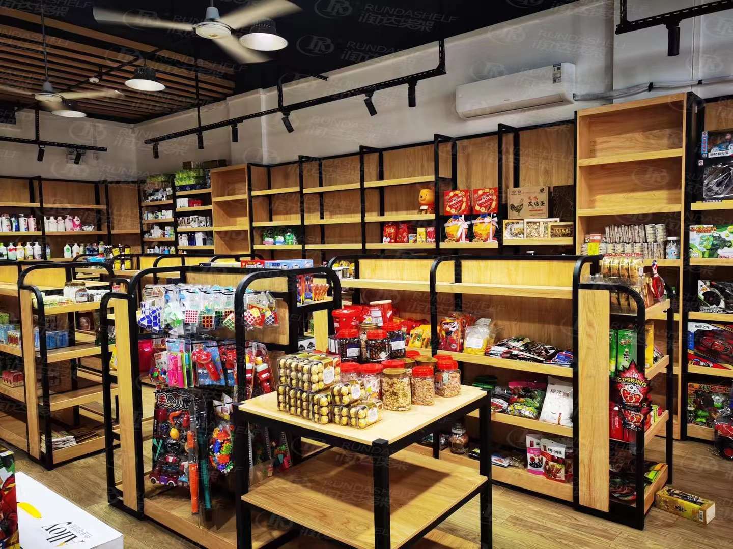 Supermarket Display Stand Double-Sided Light/Duty Metal Gondola Shelving Heavy Duty Iron Rack for Store Use