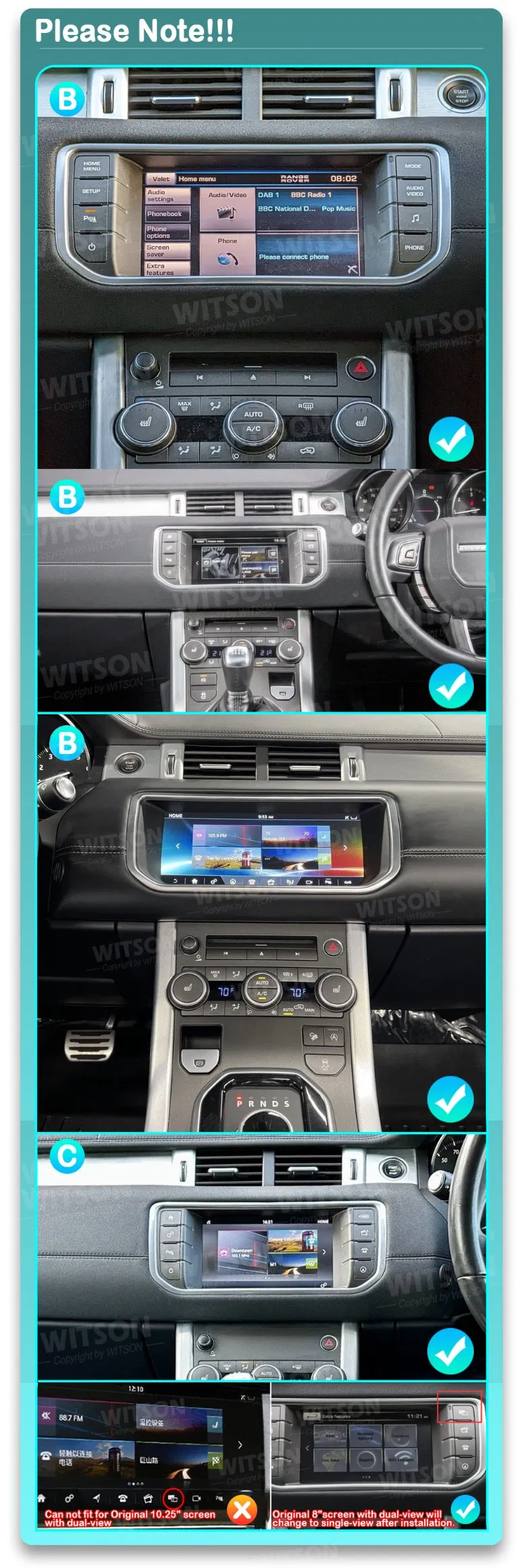 Witson Android 13 for Range Rover Evoque L551 L538 2012-2020 Car Multimedia Stereo GPS Carplay Player Auto Radio Navigation WiFi Auto Radio Navigation
