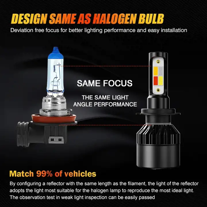 LED Headlight Bulbs 50W Multicolor Bright H7 9005 Hb3 Car Lighting System