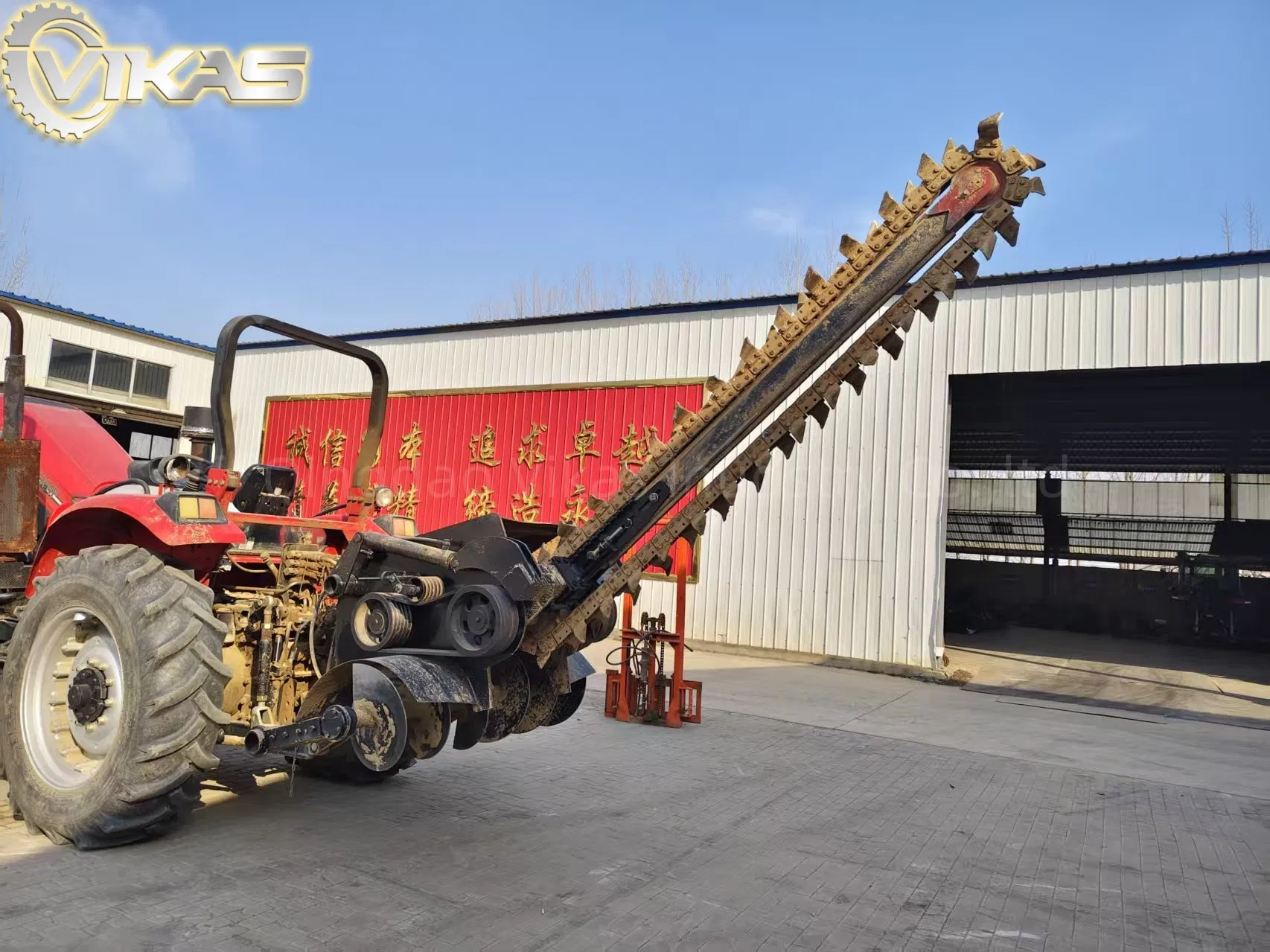 Large Dither Machine Pto 3point 30-120HP Farmland Tractor Mounted Excavator Field Pipeline Chain Trencher for Agricultural Ditching, 15-100cm Width, 200cm Depth