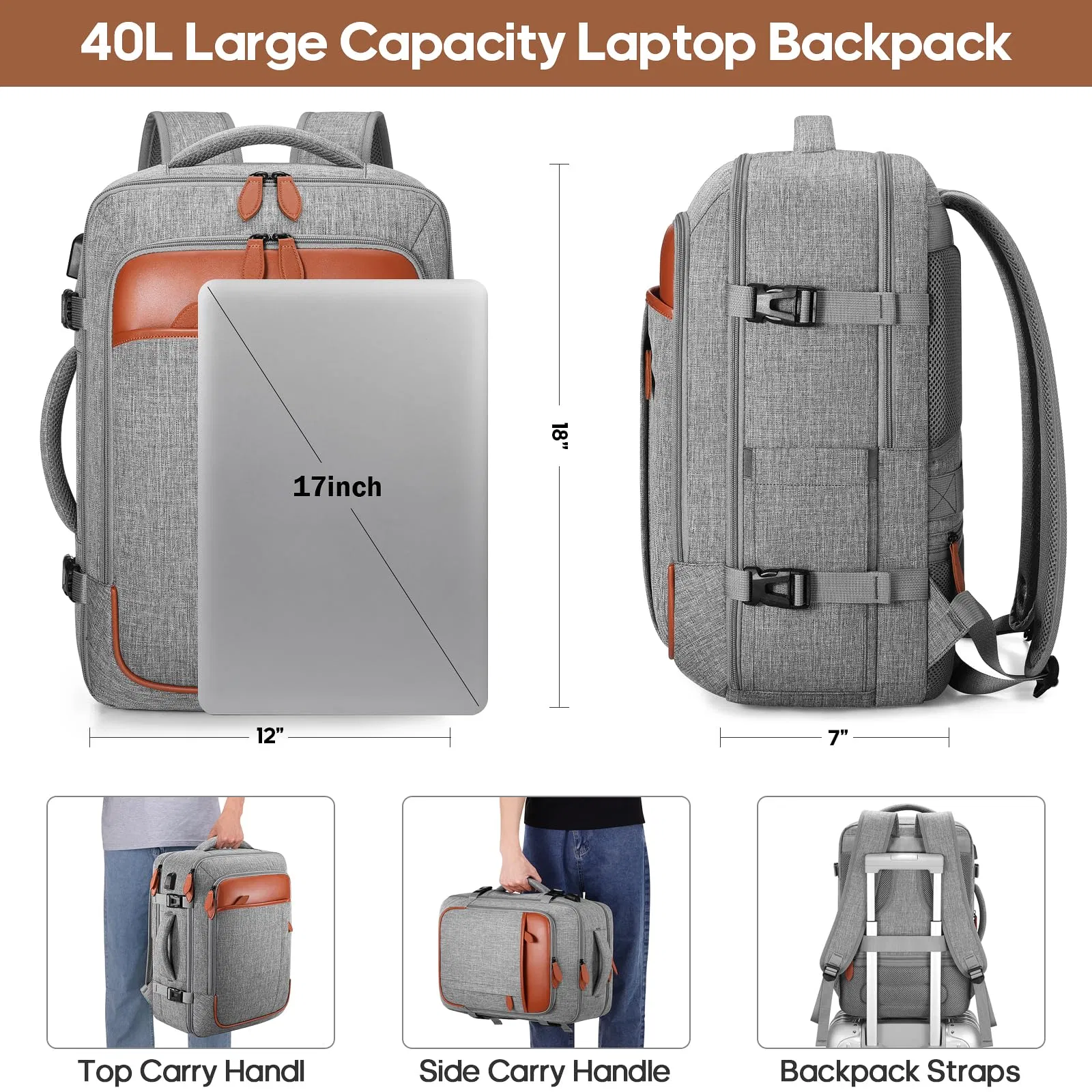 Small Travel Backpack for Women, 15.6 Inch Laptop Backpack Flight Approved, Carry-on Bags with USB Charging Port &amp; Shoe Pouch, Casual Daypack on Airplane Bag