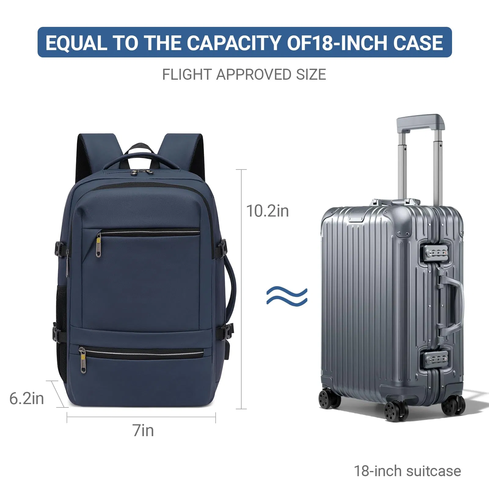 Travel Backpack for Men, Laptop Backpack Flight Approved, Waterproof Carry on Backpack with USB Port for Travel Bag