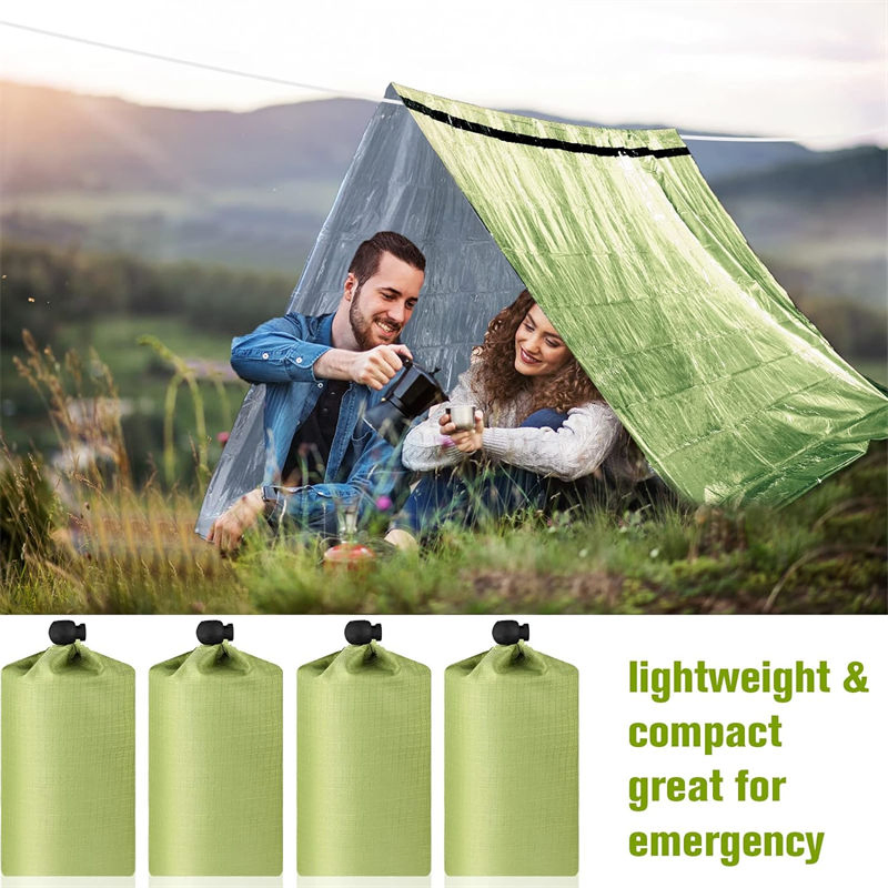 Emergency Tent Waterproof &amp; Compact for Government Reserve Materials 9 X 8 FT Comfortably Raincoat Survival Shelter Warmth Ultra-Quick Set-up