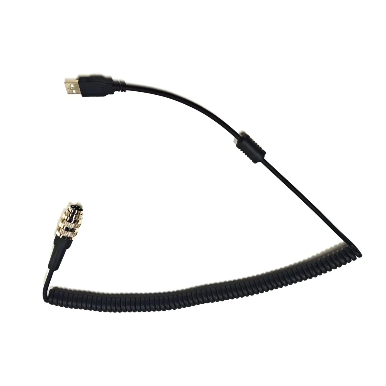 Aviation Binder Male to USB Coiled Cable 4X24AWG Industrial Spiral Data/Power Extension Cord
