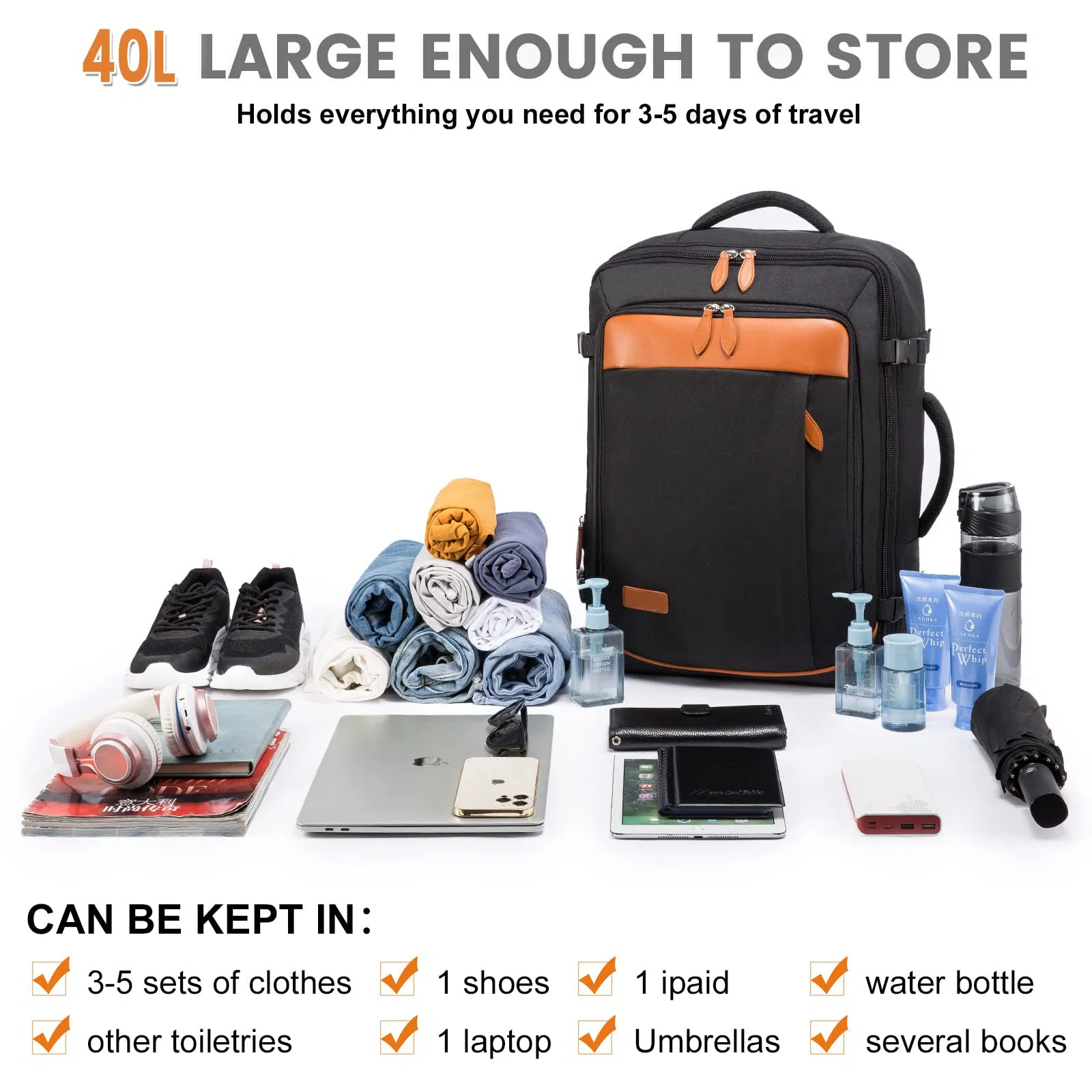 Carry on Flight Backpack for International Travel Bag Water Resistant Laptop Backpacks