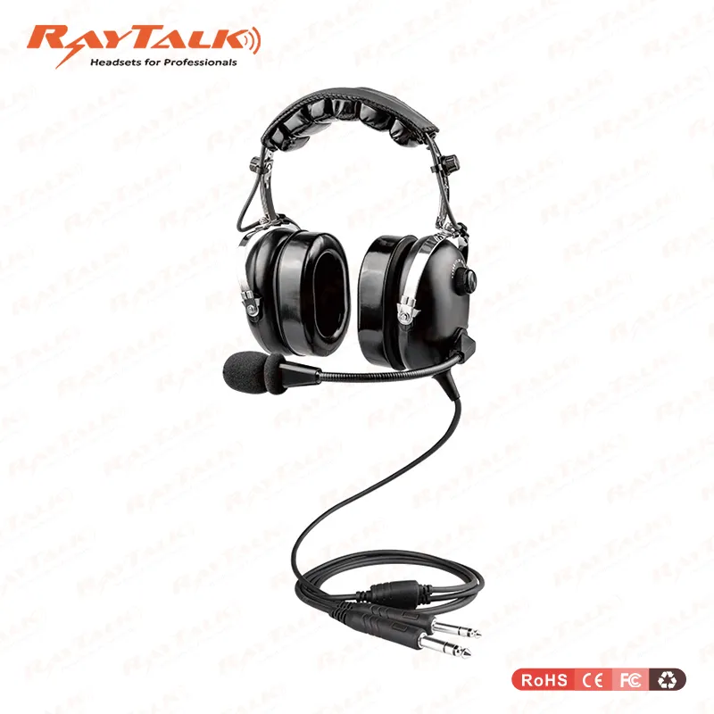 Noise Cancelling Headband Style Aviation Anr Headset with Electret Microphone