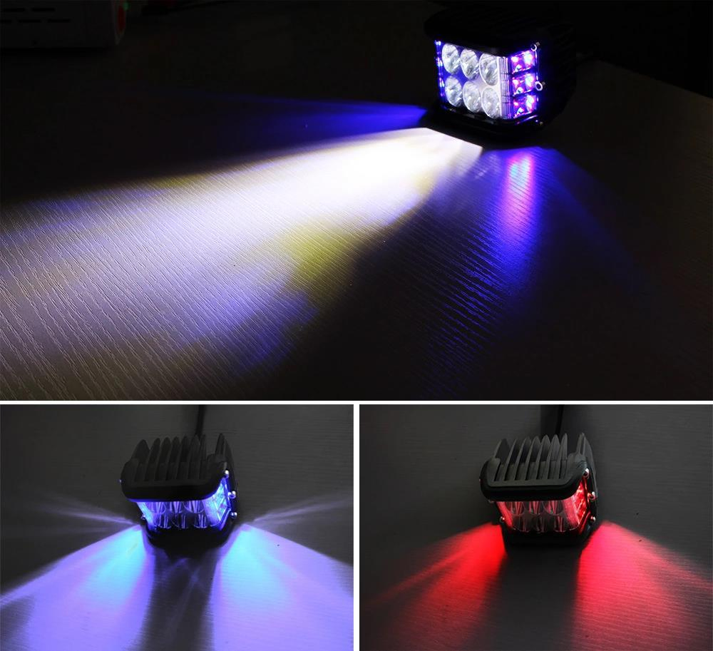 Dual Color 4X4 off Road Motorcycle Bar Light Driving LED Work 72W Tractors LED Lights Truck Light System