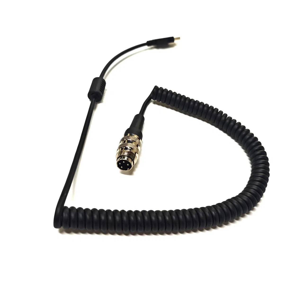 Aviation Binder Male to USB Coiled Cable 4X24AWG Industrial Spiral Data/Power Extension Cord