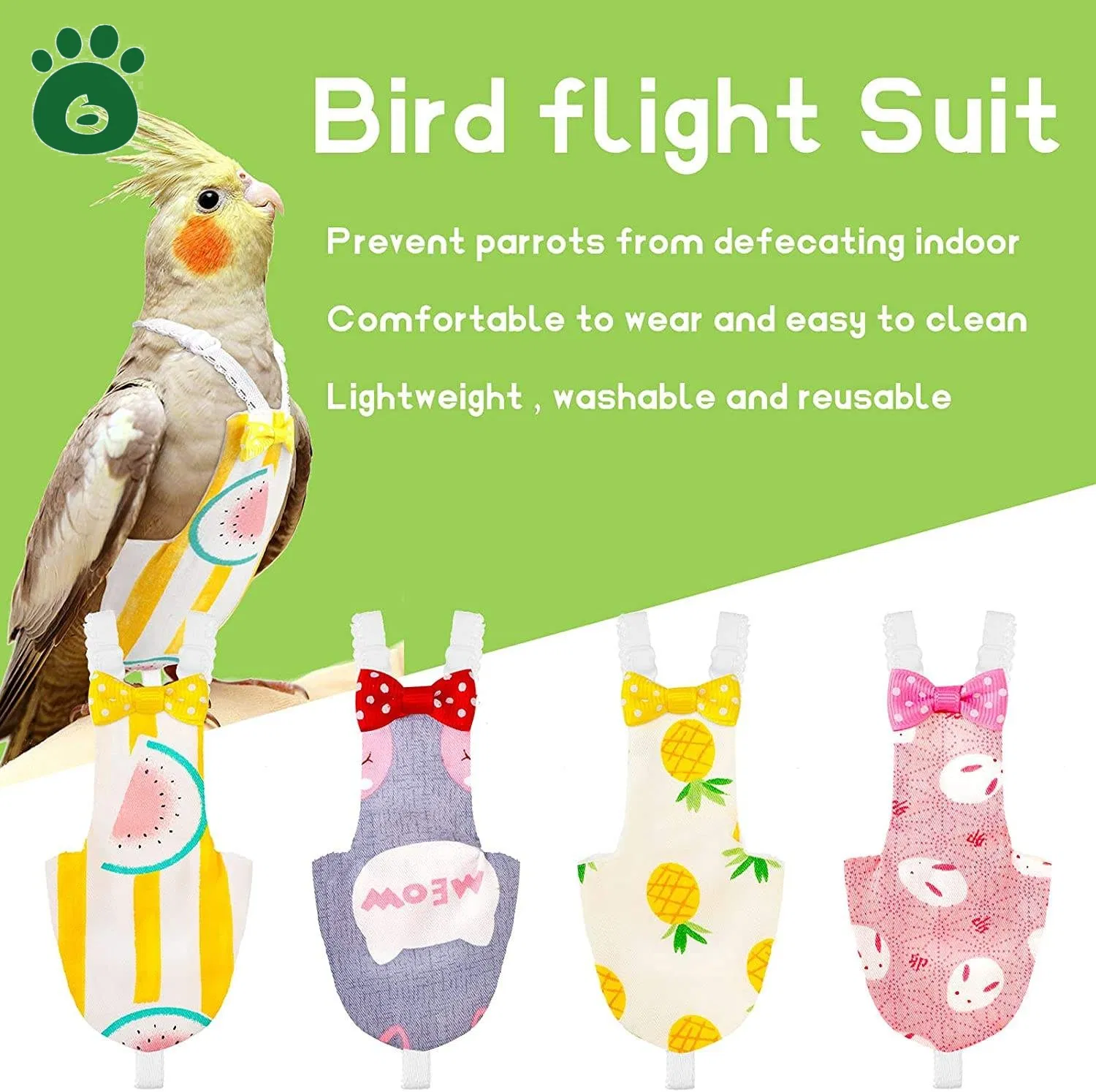 Stylish Bird Diaper with Excrement Pocket for Pigeons Parrots and Other Birds
