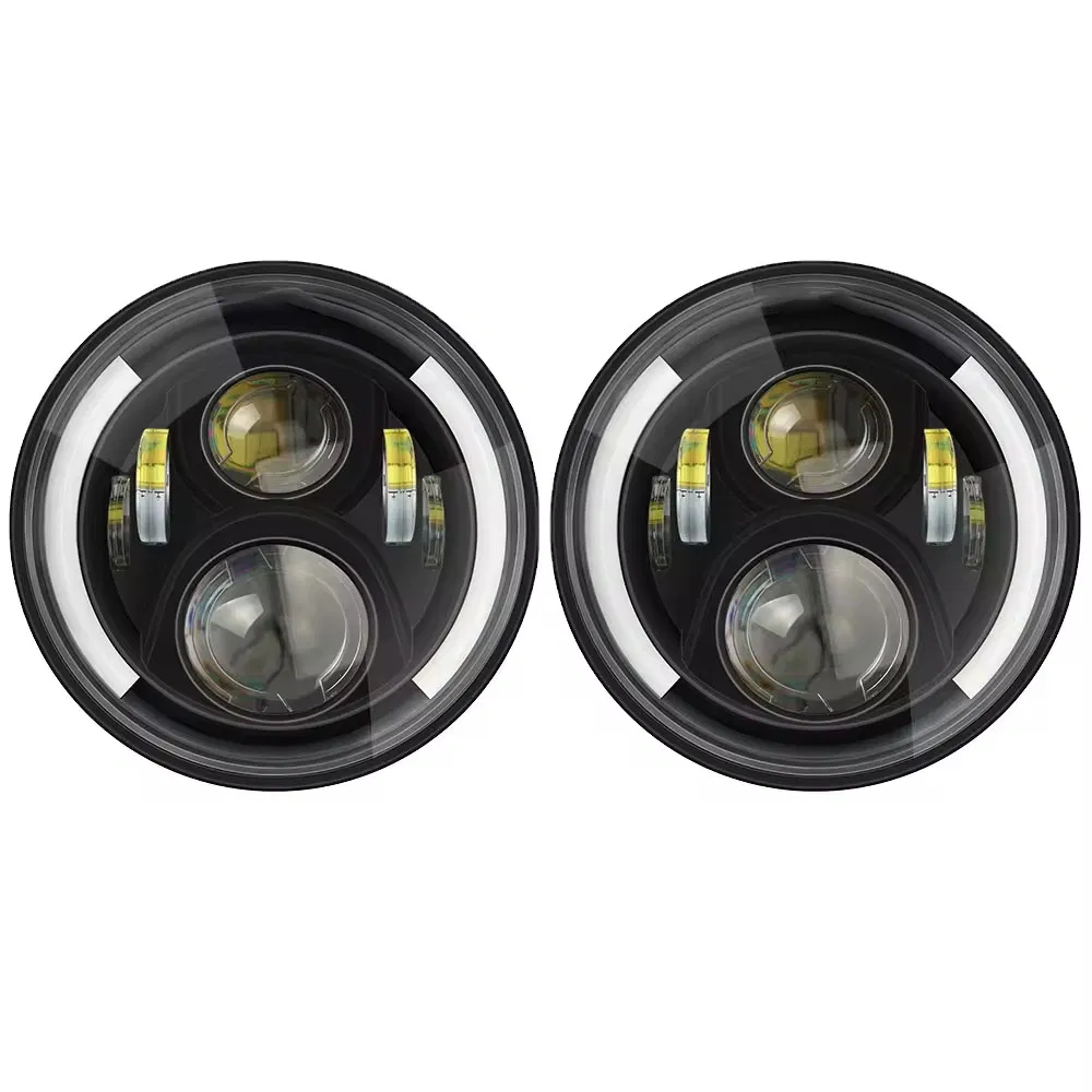 Hot Sale Angel Eye Amber Turning Light Auto Lighting System 7 Inch Round LED Headlight
